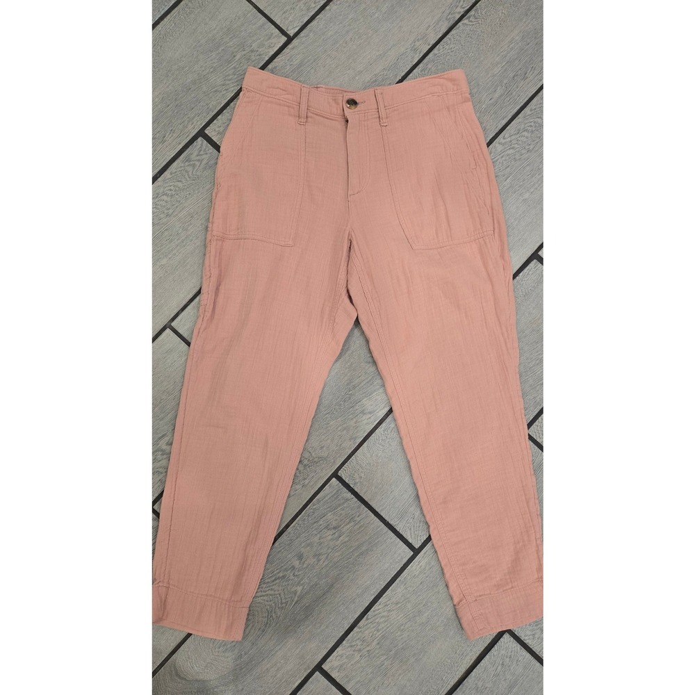 Old Navy Womens Pink Cotton Gauze Utility Patch Pocket Cropped Pants Size 6